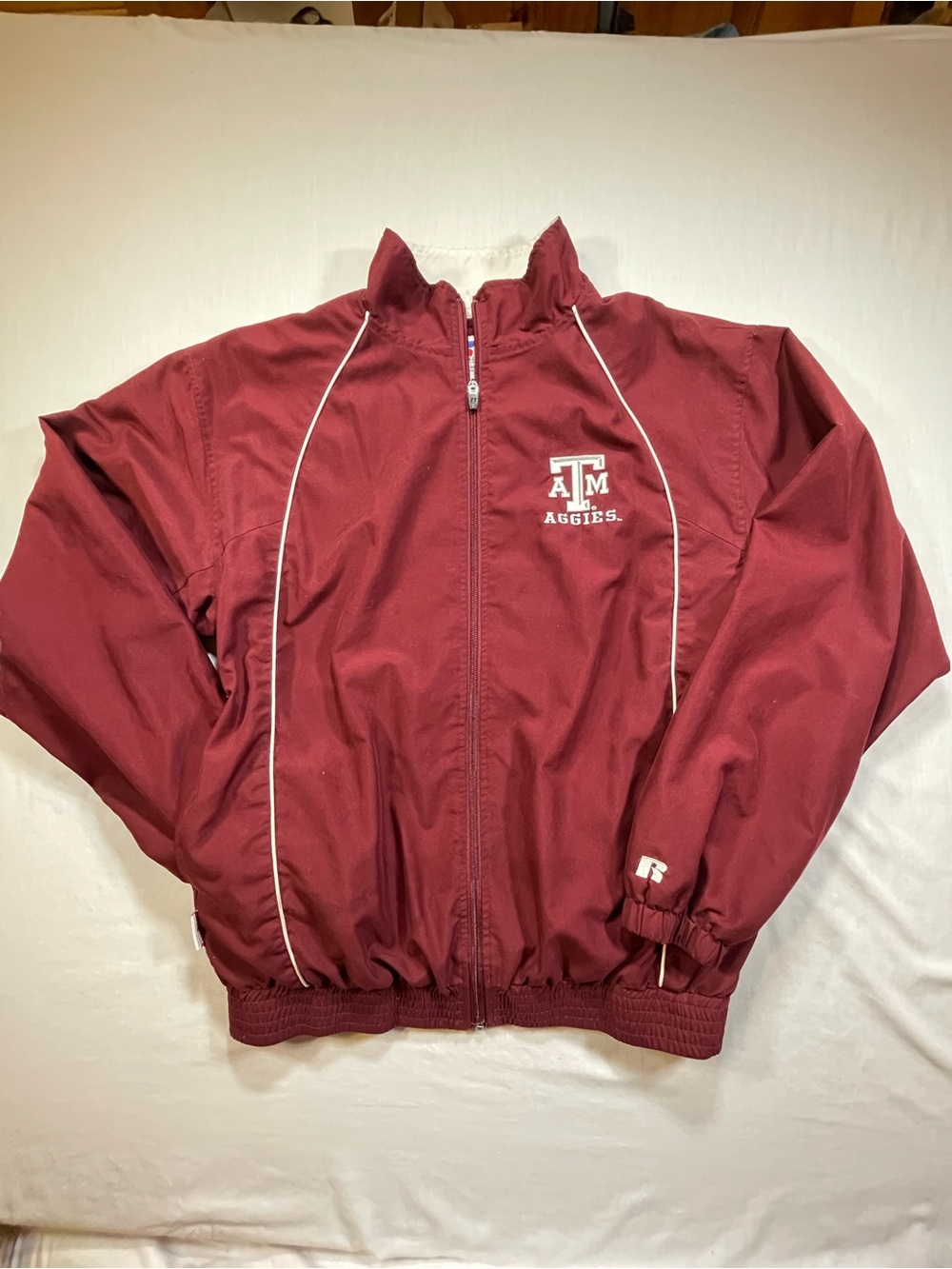 Texas A&M Aggies Russell Athletics Y2K Full Zip Jacket Maroon VTG Mens M College